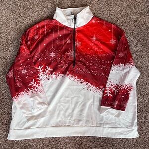 NWT Red and White Winter Snowflake Quarter Zip Pullover